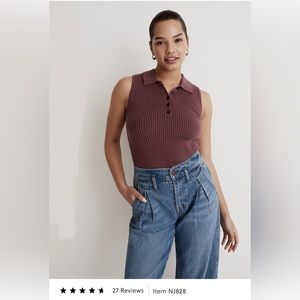 Madewell Polo Sweater Tank, Soft red pink